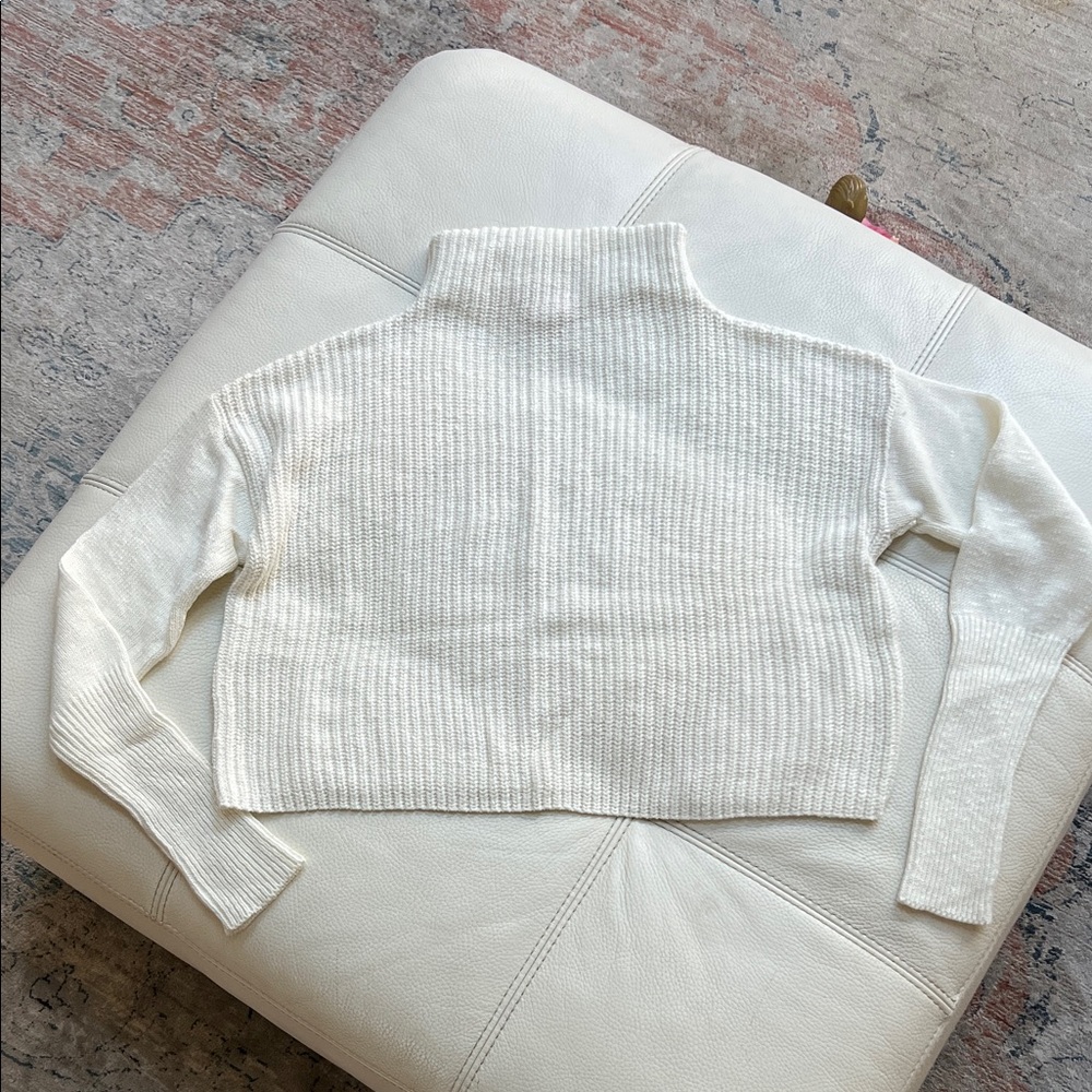 Women's Cream Mock Neck Cropped Sweater